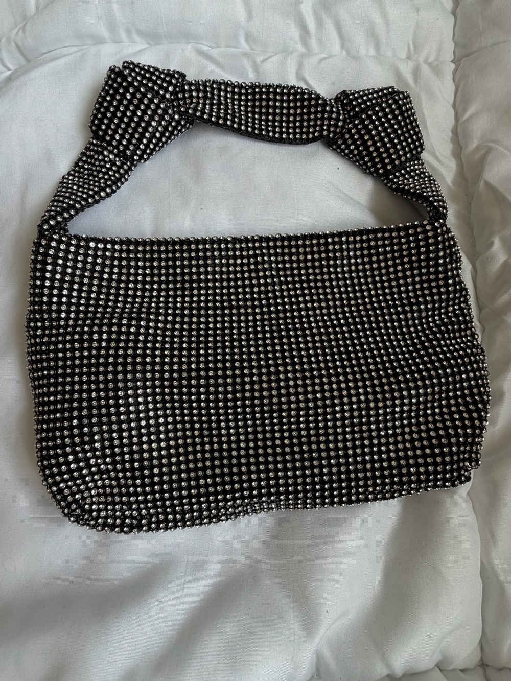 Black Rhinestone Accent Shoulder Bag